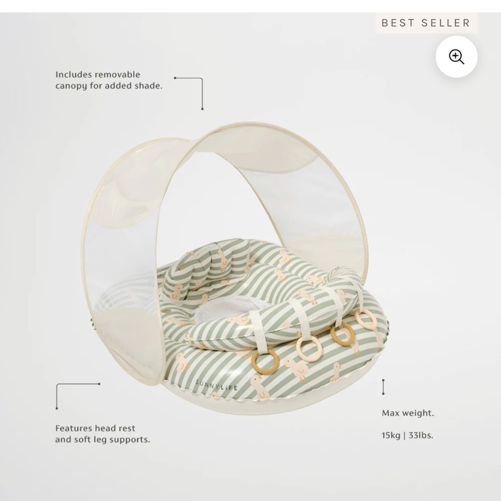 Sunny Life Baby float :Striped Baby Float with Canopy